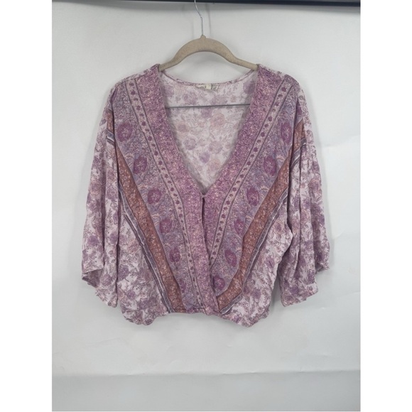 Mystree Tops - Mystree Lavender and Mauve Boho V-Neck Tunic